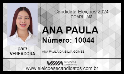 Candidato ANA PAULA 2024 - COARI - Eleições