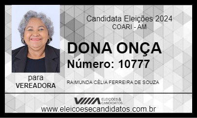 Candidato DONA ONÇA 2024 - COARI - Eleições