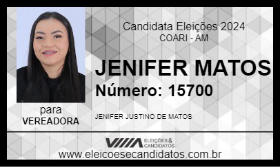 Candidato JENIFER MATOS 2024 - COARI - Eleições