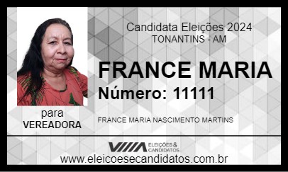 Candidato FRANCE MARIA 2024 - TONANTINS - Eleições