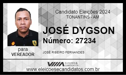 Candidato JOSÉ DYGSON 2024 - TONANTINS - Eleições