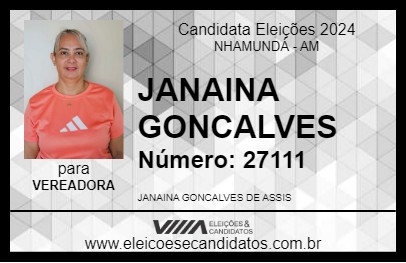 Candidato JANAINA GONCALVES 2024 - NHAMUNDÁ - Eleições