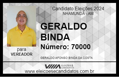 Candidato GERALDO BINDA 2024 - NHAMUNDÁ - Eleições