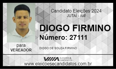 Candidato DIOGO FIRMINO 2024 - JUTAÍ - Eleições