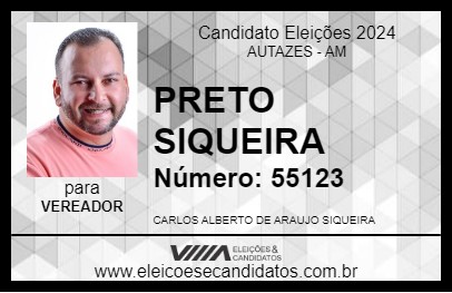 Candidato PRETO SIQUEIRA 2024 - AUTAZES - Eleições