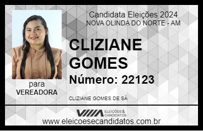 Candidato CLIZIANE GOMES 2024 - NOVA OLINDA DO NORTE - Eleições