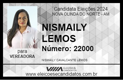 Candidato NISMAILY LEMOS 2024 - NOVA OLINDA DO NORTE - Eleições