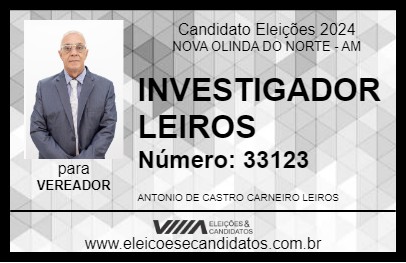 Candidato INVESTIGADOR LEIROS 2024 - NOVA OLINDA DO NORTE - Eleições