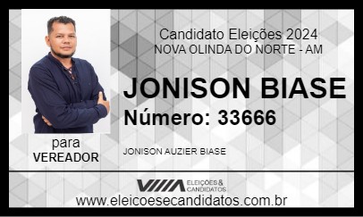 Candidato JONISON BIASE 2024 - NOVA OLINDA DO NORTE - Eleições