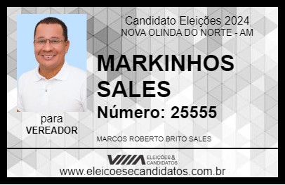 Candidato MARKINHOS SALES 2024 - NOVA OLINDA DO NORTE - Eleições