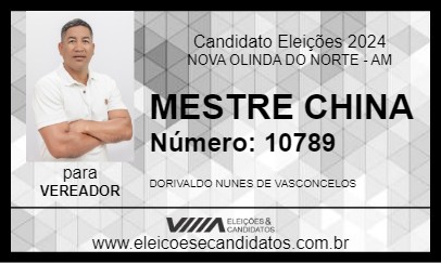 Candidato MESTRE CHINA 2024 - NOVA OLINDA DO NORTE - Eleições