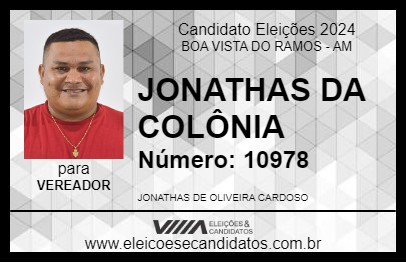 Candidato JONATHAS DA COLÔNIA 2024 - BOA VISTA DO RAMOS - Eleições