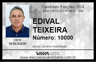 Candidato EDIVAL TEIXEIRA 2024 - BOA VISTA DO RAMOS - Eleições