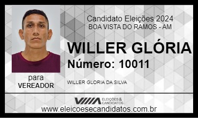 Candidato WILLER GLÓRIA 2024 - BOA VISTA DO RAMOS - Eleições