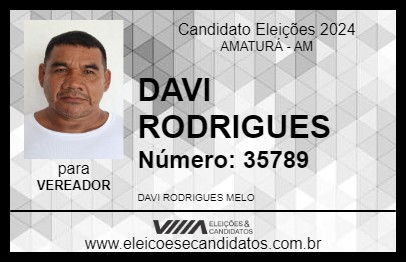 Candidato DAVI RODRIGUES 2024 - AMATURÁ - Eleições