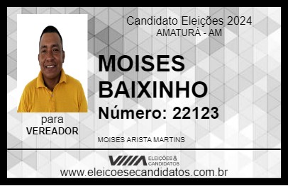 Candidato MOISES BAIXINHO 2024 - AMATURÁ - Eleições