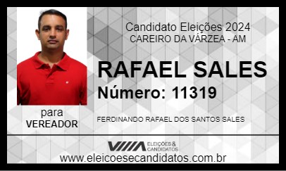 Candidato RAFAEL SALES 2024 - CAREIRO DA VÁRZEA - Eleições