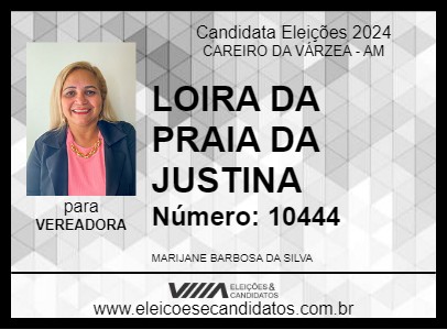 Candidato LOIRA DA PRAIA DA JUSTINA 2024 - CAREIRO DA VÁRZEA - Eleições