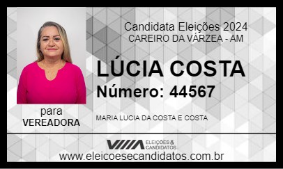 Candidato LÚCIA COSTA 2024 - CAREIRO DA VÁRZEA - Eleições