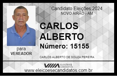 Candidato CARLOS ALBERTO 2024 - NOVO AIRÃO - Eleições