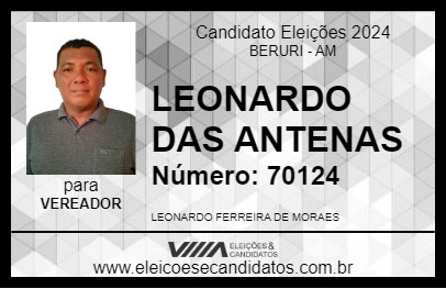 Candidato LEONARDO DAS ANTENAS 2024 - BERURI - Eleições