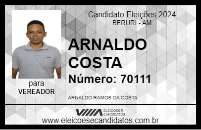 Candidato ARNALDO COSTA 2024 - BERURI - Eleições