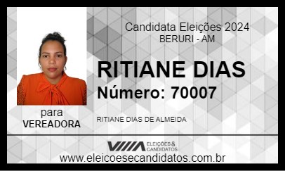 Candidato RITIANE DIAS 2024 - BERURI - Eleições