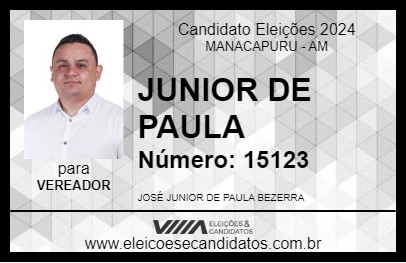 Candidato JUNIOR DE PAULA 2024 - MANACAPURU - Eleições