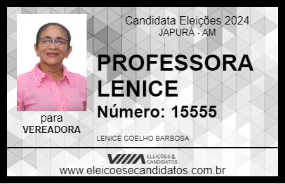 Candidato PROFESSORA LENICE 2024 - JAPURÁ - Eleições