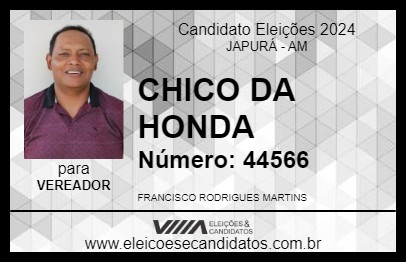 Candidato CHICO DA HONDA 2024 - JAPURÁ - Eleições