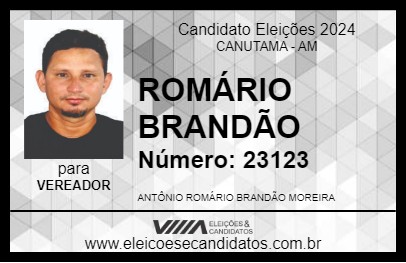 Candidato ROMÁRIO BRANDÃO 2024 - CANUTAMA - Eleições