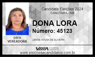 Candidato DONA LORA 2024 - CANUTAMA - Eleições