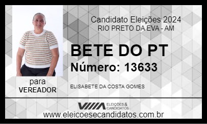 Candidato BETE DO PT 2024 - RIO PRETO DA EVA - Eleições