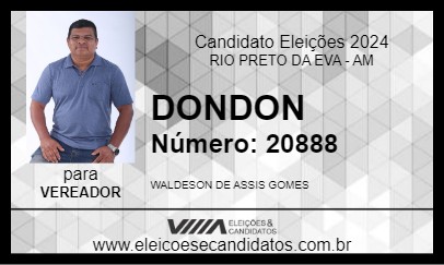 Candidato DONDON 2024 - RIO PRETO DA EVA - Eleições