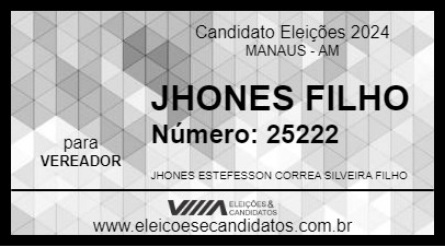 Candidato JHONES FILHO  2024 - MANAUS - Eleições