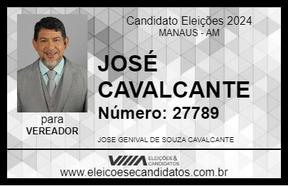 Candidato JOSÉ CAVALCANTE 2024 - MANAUS - Eleições