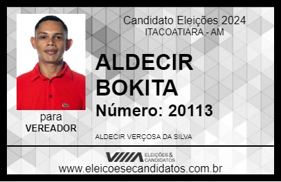 Candidato ALDECIR BOKITA 2024 - ITACOATIARA - Eleições