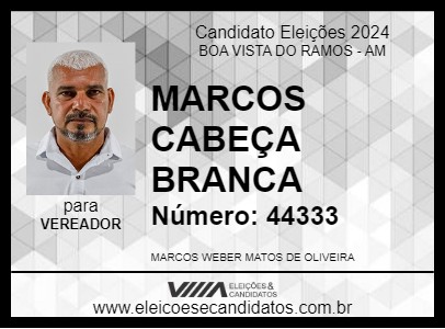 Candidato MARCOS CABEÇA  BRANCA 2024 - BOA VISTA DO RAMOS - Eleições