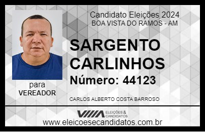 Candidato SARGENTO CARLINHOS 2024 - BOA VISTA DO RAMOS - Eleições