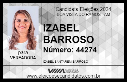 Candidato IZABEL BARROSO 2024 - BOA VISTA DO RAMOS - Eleições