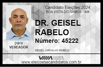 Candidato DR. GEISEL RABELO 2024 - BOA VISTA DO RAMOS - Eleições