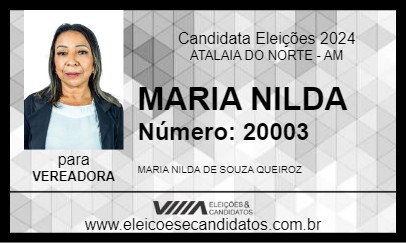 Candidato MARIA NILDA 2024 - ATALAIA DO NORTE - Eleições