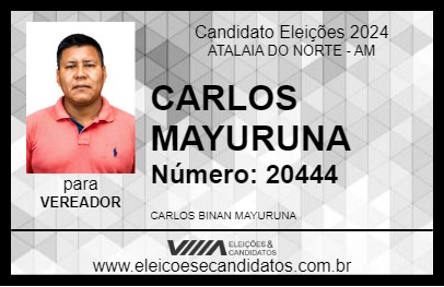 Candidato CARLOS MAYURUNA 2024 - ATALAIA DO NORTE - Eleições