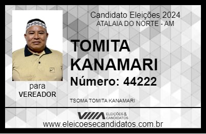 Candidato TOMITA KANAMARI 2024 - ATALAIA DO NORTE - Eleições