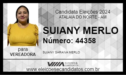 Candidato SUIANY MERLO 2024 - ATALAIA DO NORTE - Eleições