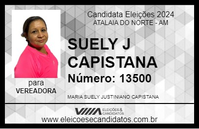 Candidato SUELY J CAPISTANA 2024 - ATALAIA DO NORTE - Eleições