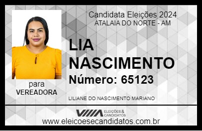 Candidato LIA NASCIMENTO 2024 - ATALAIA DO NORTE - Eleições