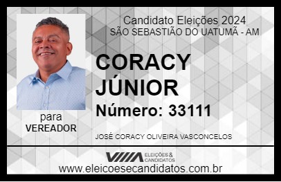 Candidato CORACY JÚNIOR 2024 - SÃO SEBASTIÃO DO UATUMÃ - Eleições