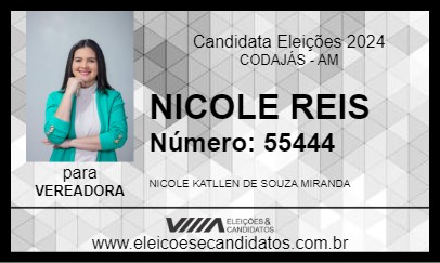 Candidato NICOLE REIS 2024 - CODAJÁS - Eleições