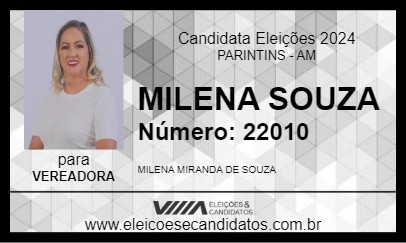 Candidato MILENA SOUZA 2024 - PARINTINS - Eleições